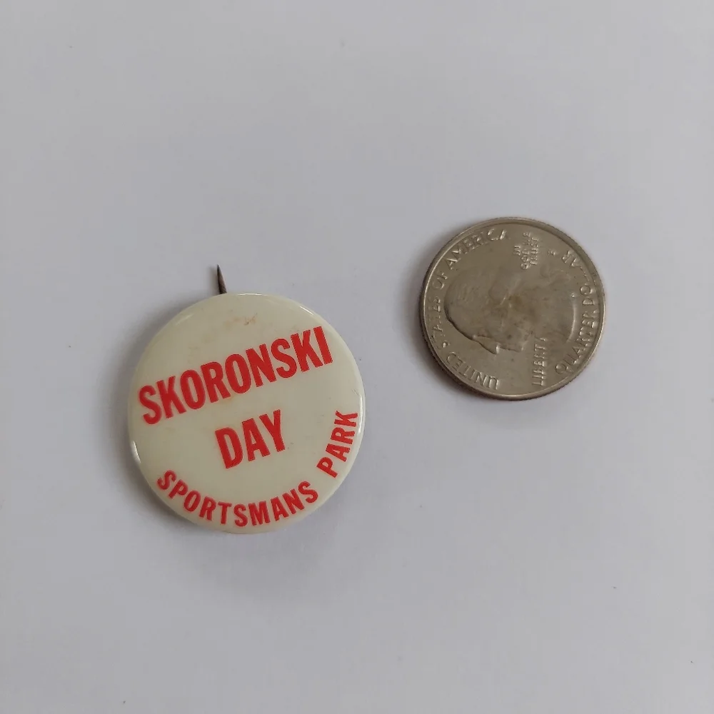 Vintage Pinback Button 60s Tony Skoronski Day Sportsmans Park St Louis StL